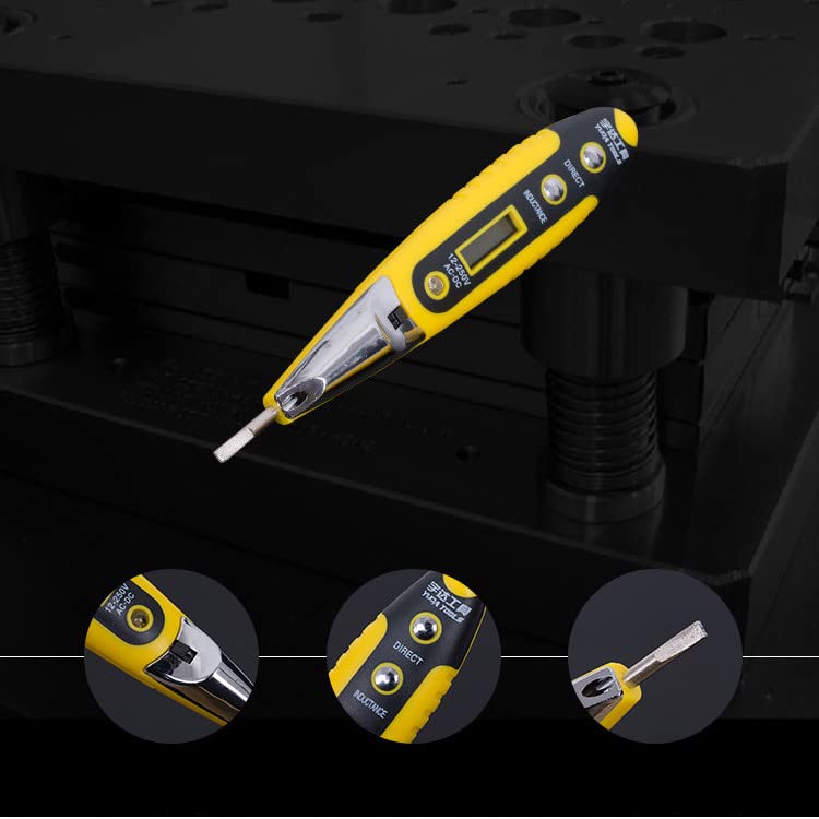 Fielect Test Screwdriver, Voltage Detector Pen Light Circuit Tester Electric Test Pen Screwdriver AC/DC 12-220V Contact Induction LED with Light 1pcs | The Storepaperoomates Retail Market - Fast Affordable Shopping