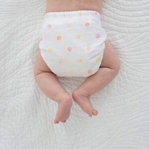 Amazing Baby Cotton Muslin SmartNappy Hybrid Cloth Diaper Cover + 1 Bi-fold Reusable Insert + 1 Booster, Mini Watercolor Dots, Multi Pink, Size 1, 5-10 lbs