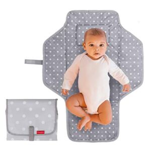 Portable Changing Pad Travel Kit – Baby Lightweight Waterproof Infant Compact Clutch Foldable Mat with Built-in Cushion Easy to Clean with Wipes – Perfect Baby Shower Gift