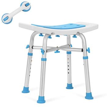 Health Line Massage Products Heavy Duty Shower Stool 550lb Bath Seat Chair, Tool-Free Assembly Height Adjustable Paded Seat Bench w/Assist Grab Bar for Seniors, Elderly, Disabled, Handicap and Injured | The Storepaperoomates Retail Market - Fast Affordable Shopping
