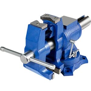 BestEquip 6″ Heavy Duty Bench Vise , Double Swivel Rotating Vise Head/Body Rotates 360° ,Pipe Vise Bench Vices 30Kn Clamping Force,for Clamping Fixing Equipment Home or Industrial Use