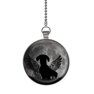 Dog Breed Dachshund Angel Under Moon Glow in the Dark Fan/Light Pull Pendant with Chain