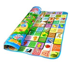 Baby Play Mat,Large Double Sides Non-Toxic Non-Slip Reversible Waterproof Portable Mat Use for Outdoor/Picnic/Beach/Travel (71″ x 79″)