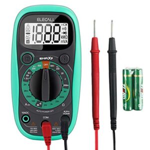 Digital Mini Multimeter Pocket Digital Multimeter with DC AC Voltmeter Battery Tester with Backlight Display,Ohm Volt Amp Test and Diode Tester Meter with Magnet in the Back and Insulated Rubber Case