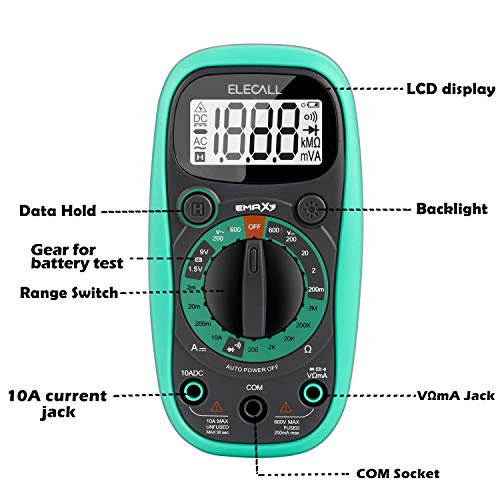 Digital Mini Multimeter Pocket Digital Multimeter with DC AC Voltmeter Battery Tester with Backlight Display,Ohm Volt Amp Test and Diode Tester Meter with Magnet in the Back and Insulated Rubber Case | The Storepaperoomates Retail Market - Fast Affordable Shopping