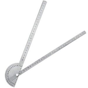 Angle Protractor Angle Finder Ruler Two Arm Stainless Steel Protractor Woodworking Ruler Angle Measure Tool with 0-180 Degrees (30 cm/ 11.8 Inch)