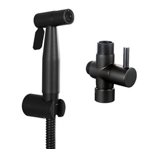 Gaosin Matte Black Handheld Bidet Sprayer Diaper Shattaf Douche Complete Bidet Set with 7/8 T-Adapter for Toilet Bathroom