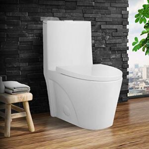 Fine Fixtures Dual-Flush Elongated One-Piece Toilet with High Efficiency Flush…