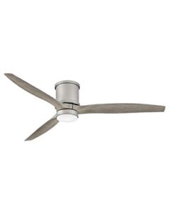 Hinkley Hover 60″ Flush Smart Indoor/Outdoor Ceiling Fan – Integrated LED Lighting, Quiet DC Motor, Brushed Nickel with Weathered Wood