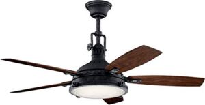 Kichler 310018DBK Hatteras Bay 52″ Ceiling Fan w/LED Lights & Wall Control, Distressed Black