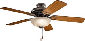Kichler 339501OZ Sutter Place Select 52″ Convertible Ceiling Fan w/LED Lights & Pull Chain, Olde Bronze