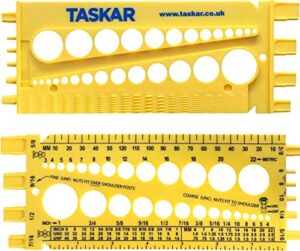 Taskar Nut, Bolt & Screw Measuring Gauge Size & Thread Pitch (Inches/Metric)