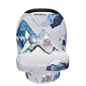 NUOBESTY Baby Car Seat Canopy Nursing Cover Breathable Mountain Background Baby Stroller Carseat Cover Shopping Cart Scarf for Baby Breastfeeding