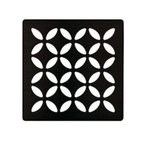 Schluter Kerdi 4 Inch Square Stainless Steel Grate – Floral Design in Matte Black