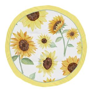 Sweet Jojo Designs Sunflower Girl Baby Playmat Tummy Time Infant Play Mat – Yellow Green and White Farmhouse Watercolor Flower