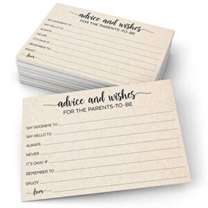 321Done Advice and Wishes for the Parents-to-Be Cards Tan, 4×6, Made in USA, Fun Simple Cute Baby Shower Advice Game for Mom, Dad to Be, 50 Cards