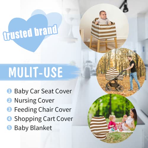 Baby Carseat Nursing Cover – Car Seat Cover for Baby Boys & Girls – All-in-1 Breastfeeding Covers – Stripe Multi Use Stretchy Stroller Covers – Storage Bag, Brown&Cream | The Storepaperoomates Retail Market - Fast Affordable Shopping
