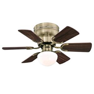 Westinghouse Lighting 7231700 Petite Indoor Ceiling Fan with Light, 30 Inch, Antique Brass