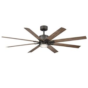 Renegade Smart Indoor and Outdoor 8-Blade Ceiling Fan 66in Oil Rubbed Bronze Barn Wood with 3000K LED Light Kit and Remote Control works with Alexa, Google Assistant, Samsung Things, and iOS or Android App