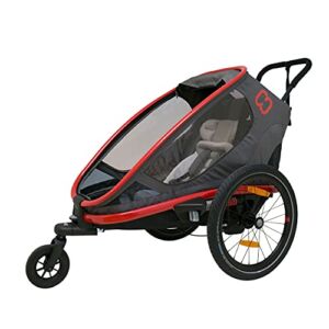 Hamax Outback One Seat Reclining Multi-Sport Child Bike Trailer + Stroller (Jogger Wheel Sold Separately) (Red/Charcoal)