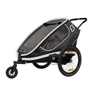 Hamax Outback Two Seat Reclining Multi-Sport Child Bike Trailer + Stroller (Jogger Wheel Sold Separately) (Grey/Black)