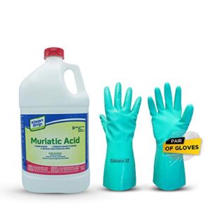 Klean Strip Green Muriatic Acid-Eco friendly Brightens Masonry Etch Concrete Removes Excess Mortar from Bricks and Cleans Algae and Scum-1 Gallon Plus Centaurus AZ Chemical Resistant Gloves