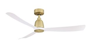 Fanimation Kute 52 inch Indoor/Outdoor Ceiling Fan with Matte White Blades, Brushed Satin Brass