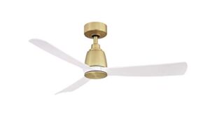 Fanimation Kute Indoor/Outdoor Ceiling Fan with Mate White Blades 44 inch – Brushed Satin Brass