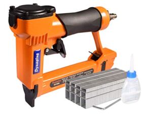 Dynastus Pneumatic Upholstery Staple Gun, 21 Gauge 1/2″ Wide Crown Air Stapler Kit, by 1/4-Inch to 5/8-Inch, 1/4-Inch to 5/8-Inch, with 3000 Staples, Orang