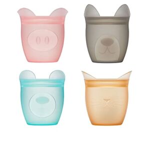 Zip Top Reusable 100% Silicone Baby + Kid Snack Containers- The only containers That Stand up, Stay Open and Zip Shut! No Lids! Made in The USA – Full Set of 4