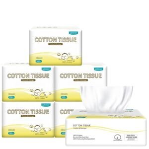 Winner Baby Cotton Tissue, Soft Baby Dry Wipe, Wet and Dry Use, Made of Pure Cotton, 600 Count Unscented Disposable Facial Cotton Tissues for Baby Sensitive Skin