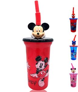 Disney Mickey Mouse Buddy Sips Water Tumbler with 3D Character Head Straw Drinkware, 1 Count – Safe BPA free Bottles, Easy to Clean, Perfect Gifts for Kids by Zak design