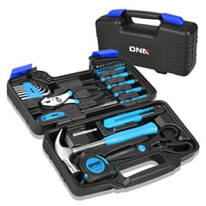 DNA MOTORING Blue 39 PCs Portable TooL Kit Household Hand Toolbox General Repair Screwdriver Pliers Hammer Hex (TOOLS-00008)