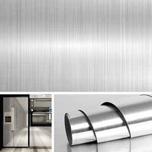 Livelynine 197×24 Inches Extra Wide Stainless Steel Contact Paper Silver Peel and Stick Wallpaper for Kitchen Adhesive Nickel Appliances Stove Cover Refrigerator Dishwasher Fridge Covers Waterproof