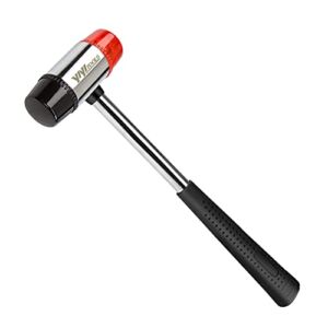 YIYITOOLS Double-Faced Soft Mallet , Hammer, Jewelry, Wood, Flooring Installation, Non Sparking Blow and Plastic Handle – 35-mm, Red and Black