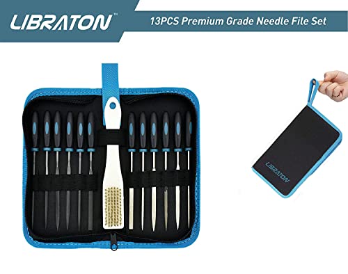 Libraton Small File Set, Needle Diamond Files 13PCS, 6pcs Jewlers Files & 6 Steel Files for Precision Metal File Work, Wood Files, Woodworking, Plastic Carving Tool with Steel Brush and Carry Case | The Storepaperoomates Retail Market - Fast Affordable Shopping