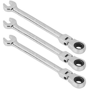 Abuff Flexible Head Ratcheting Wrench, 3 PCS 10 mm Ratcheting Box Wrench Set with 5° Movement and 72 Teeth for Projects with Tight Space