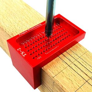 Rojuicy Carpenter T-type Ruler Hole Measuring Tool Scriber Ruler Woodworking Tool Right Angle Ruler Red Handle Wood Working Ruler Tools