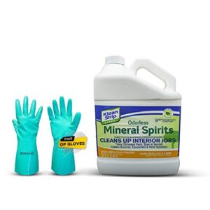 Klean Strip Green Odorless Mineral Spirits Cleans Brushes Rollers Spray Guns Equipment Tools Splatters Thins Oil Based Paint Non-Flammable No Harsh Fumes-1 Gallon with Centaurus AZ Gloves