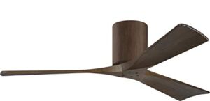 Matthews IR3H-WN-WA-52 Irene Indoor/Outdoor Damp Location 52″ Hugger Ceiling Fan with Remote & Wall Control, 3 Wood Blades, Walnut