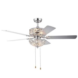 Catalina Chrome-Finish 5-blade 52-inch Crystal Ceiling Fan Optional Remote (Incl. 2 Blade Colors)