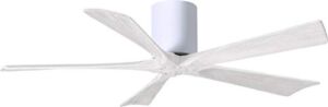 Matthews IR5H-WH-MWH-52 Irene Indoor/Outdoor Damp Location 52″ Hugger Ceiling Fan with Remote & Wall Control, 5 Wood Blades, Gloss White