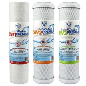 SafeWater 3 Stage Reverse Osmosis Water Filter Replacement Kit – 123 Block Replacement Water Filters – A Water Filter System for the Whole Home