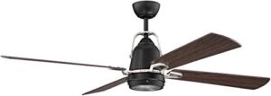 Craftmade BEC52FBBNK4 Beckett 52″ Ceiling Fan with LED Light Kit and Remote & Wall Control, 4 Blades on Energy Saving DC Motor, Flat Black – Brushed Polished Nickel