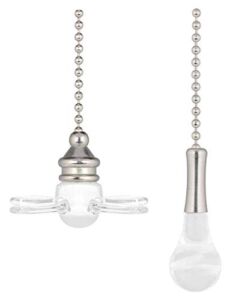 Ciata Pull Chain with 12 inch Beaded Chain – Clear Glass Fan and Bulb in Brushed Nickel