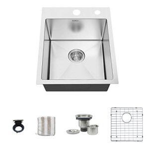 TORVA 18-Inch Drop-in Kitchen Sink, 16 Gauge Stainless Steel Topmount Single Bowl – 9 Inches Deep Bar/Prep Basin