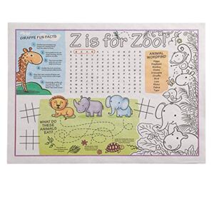 Kids Zoo Disposable Paper Placemats – Kids Zoo Table Mats Great for Parties and Decorations, Themed Interactive Dining Table Placemat 10″x14″ (Kids Zoo) 50ct