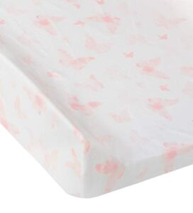 Andi Mae Changing Pad Cover – Watercolor Pink Butterflies -100% Jersey Cotton – Fits Standard Changing Pads