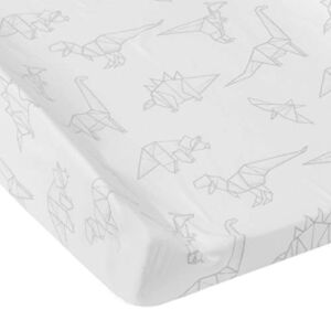Andi Mae Changing Pad Cover – Grey Dinosaurs -100% Jersey Cotton – Fits Standard Changing Pads