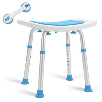 Health Line Massage Products Shower Stool 350lbs Bath Seat Chair, Tool-Free Assembly Height Adjustable Bath Bench w/Paded Seat and Assist Grab Bar for Seniors, Elderly, Disabled, Handicap and Injured | The Storepaperoomates Retail Market - Fast Affordable Shopping